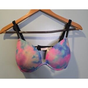 Victoria Secret Pink Wear Everywhere Super Push-up VS Bra 32DD Tie‎ Dye Padded